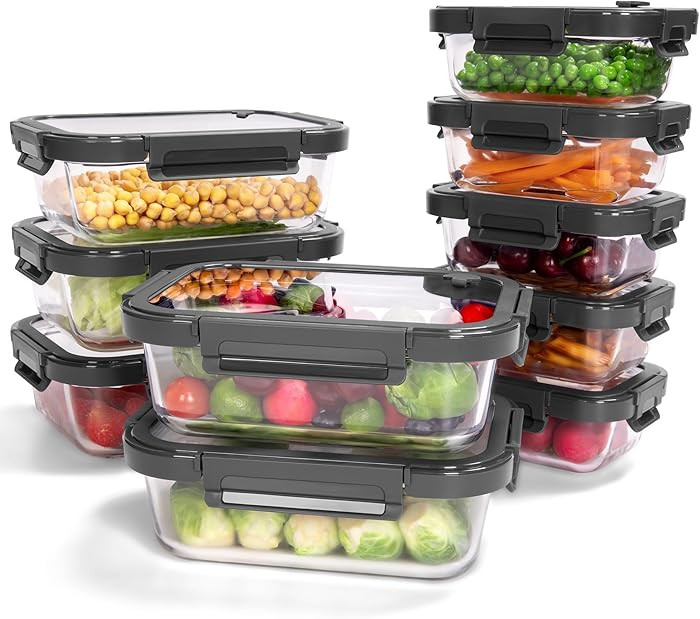 10-Pack Glass Food Storage Containers with Tempered Glass Lids \u2013 Borosilicate, Airtight, Ove... | Amazon (US)
