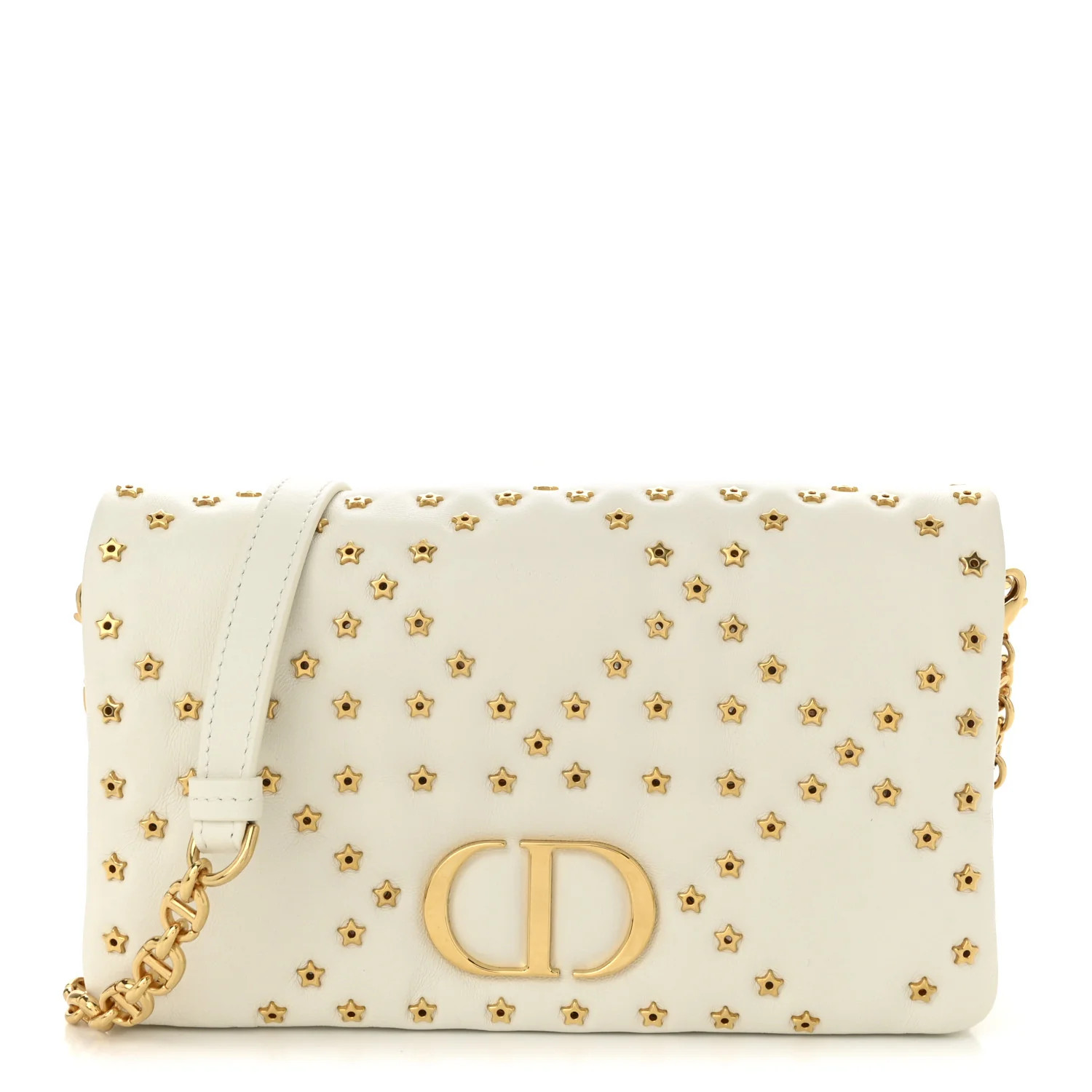Lambskin Macrocannage Lucky Star Studded Caro Pouch Latte | FASHIONPHILE (US)