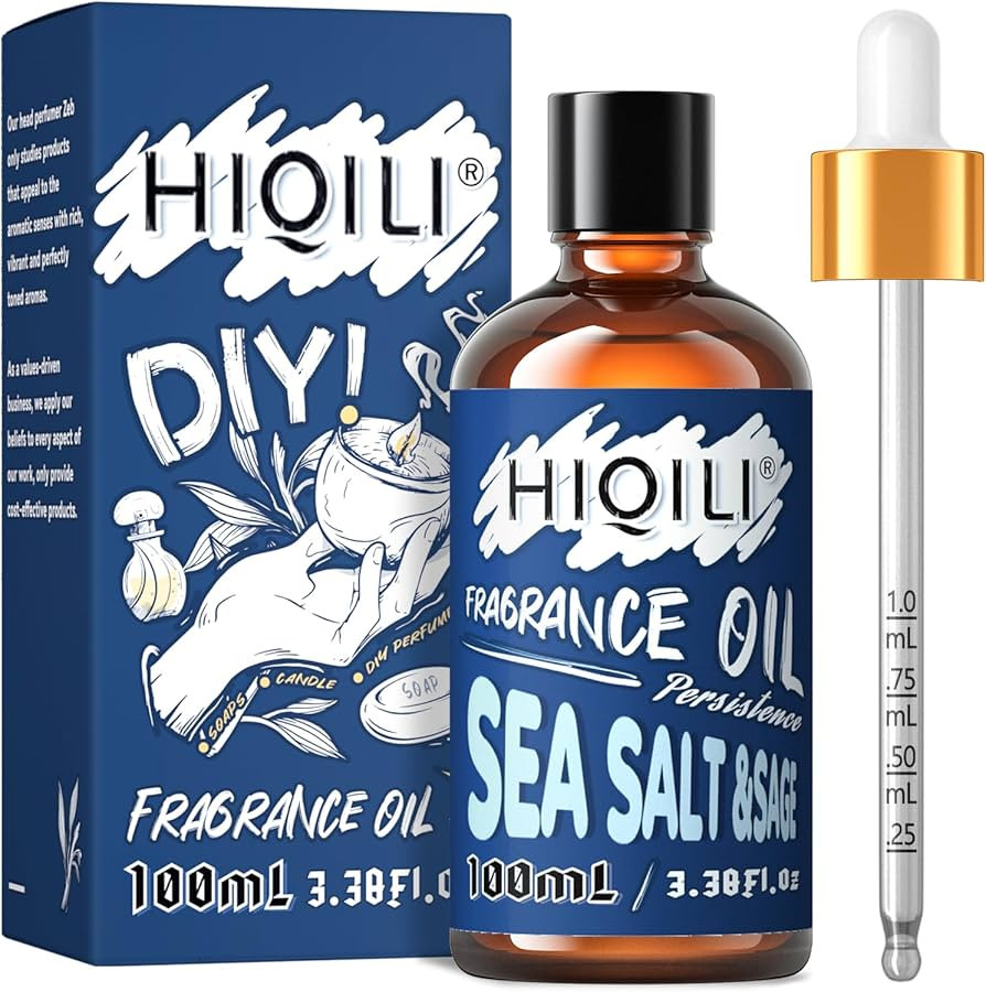HIQILI Sea Salt Sage Fragrance Oil 100ml for Diffuser Car Freshies, Clean Fresh Scent for Candle ... | Amazon (US)