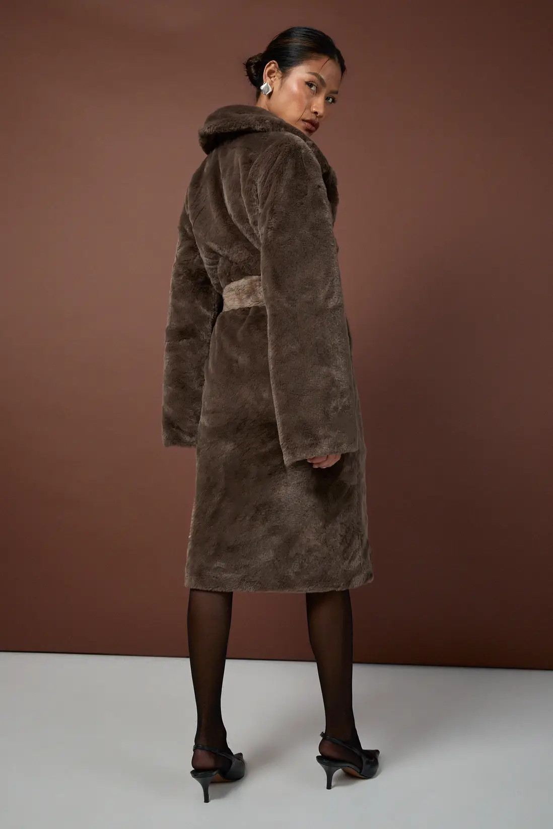 Belted Maxi Faux Fur Coat | Boohoo.com (UK & IE)