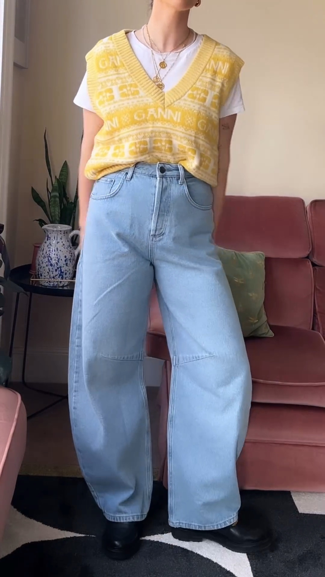 Asos, Ganni, Mango, H&m, Boden, transitional outfit, transitional style, spring outfit, spring fashion, barrel leg jeans, barrel jeans, sweater vest, knit vest, knit gilet, black loafers, leather loafers, spring outfit ideas, style inspiration 

#LTKstyletip #LTKeurope #LTKSeasonal