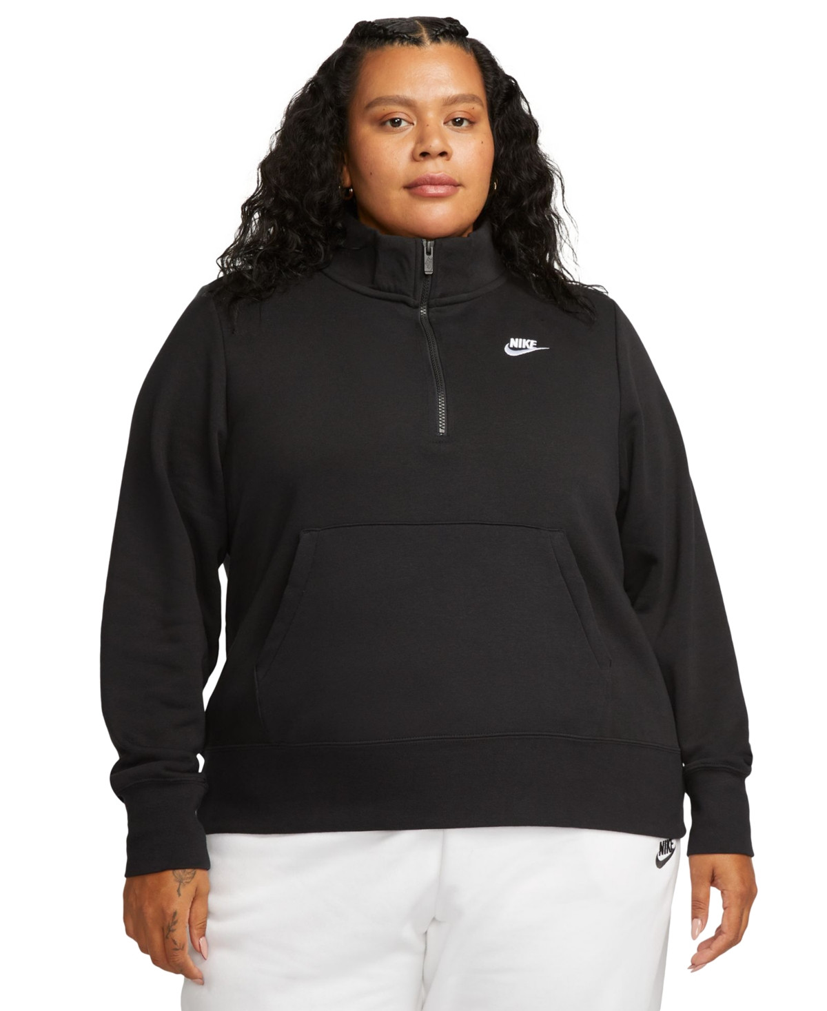 Nike Plus Size Active Sportswear Club 1/2-Zip Fleece Sweatshirt - Black | Macy's