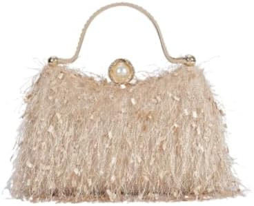 Comeon Women's Evening Handbag Cocktail Prom Formal Clutch Purse Feather Evening Shoulder Bag for... | Amazon (US)