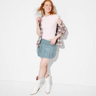 Women's Corduroy Cargo Pleated Mini Skirt - Wild Fable™ | Target