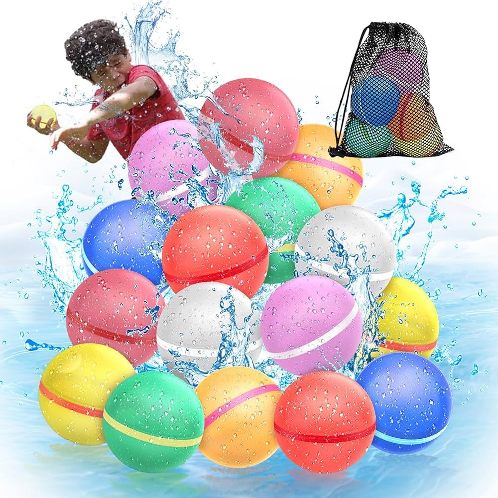 【16 Pack】Magnetic Reusable Water Balloons Fast Refillable for Kids Outdoor Activities, latex-... | Amazon (US)