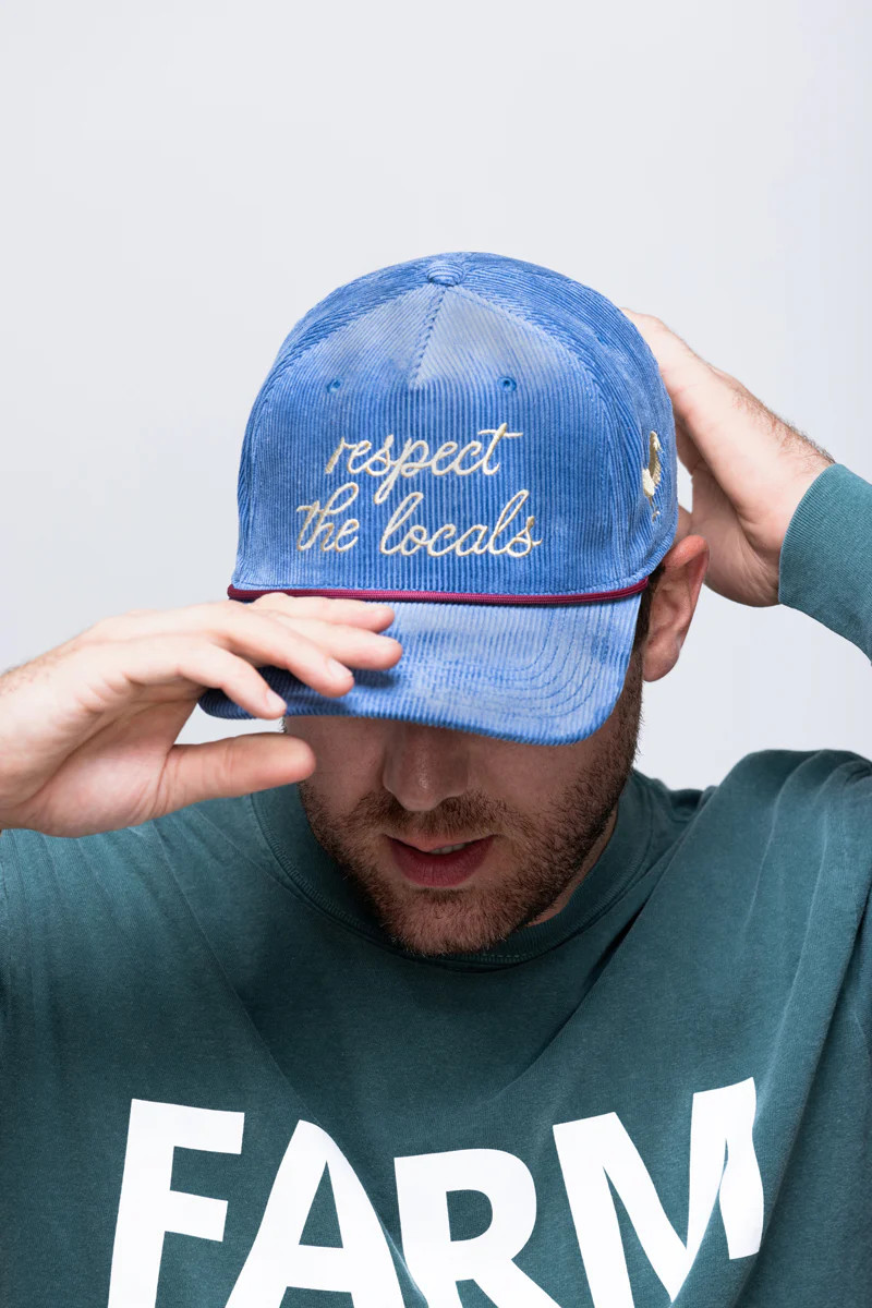 Respect The Locals Blue Corduroy Roadie Trucker Hat | Meanwhile Back on the Farm