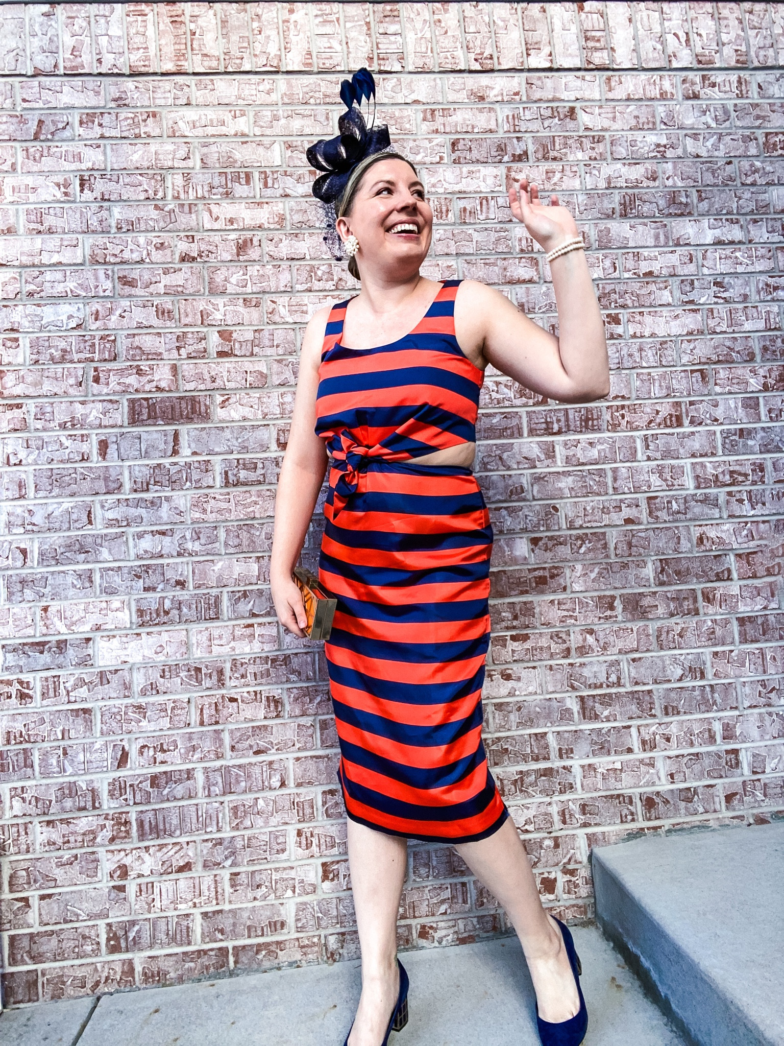 Next up in my Derby Hats series- this fascinator style is perfect for pairing with a bold look like this dress from J. Crew Collection.

I have linked two fascinators in different price points but with the same amount of style!