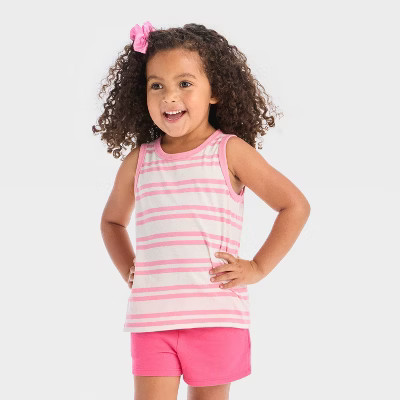 Toddler Girls' Striped Tank Top - Cat & Jack™ Cream 12M | Target
