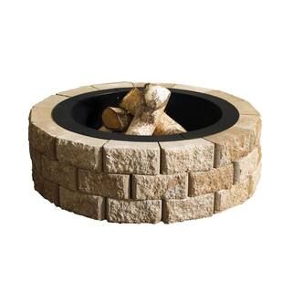 Oldcastle Hudson Stone 40 in. Round Fire Pit Kit 70300877 - The Home Depot | The Home Depot