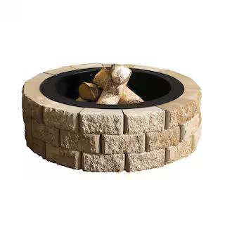 Oldcastle Hudson Stone 40 in. Round Fire Pit Kit 70300877 - The Home Depot | The Home Depot