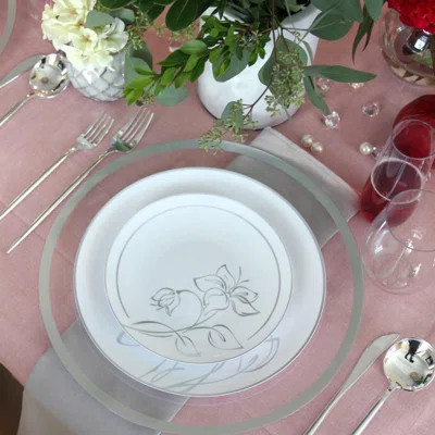 Ecoquality 7.5 Inch Round White Plastic Plates With Silver Floral Design 60 Guests | Wayfair North America