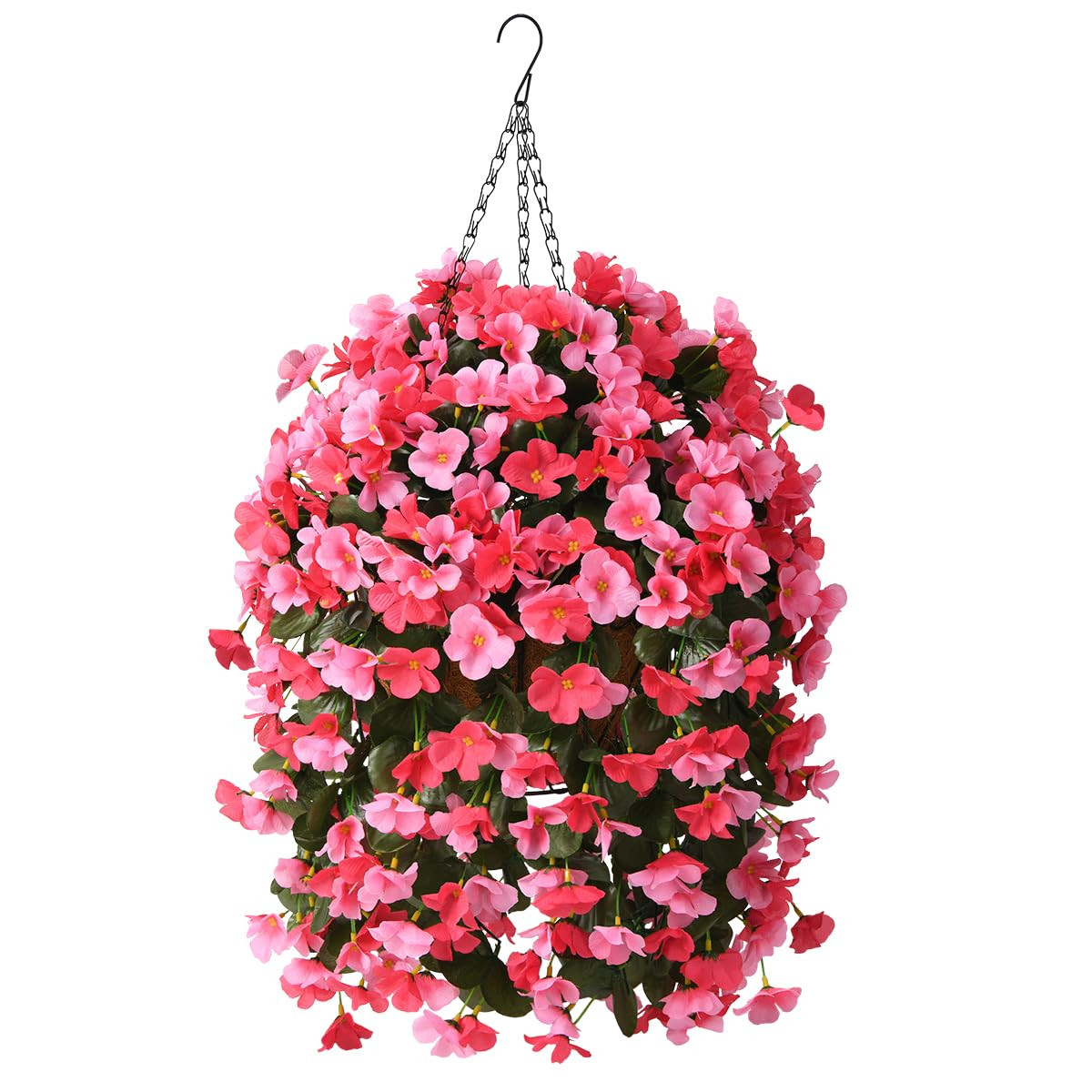 INQCMY Artificial Hanging Flowers Basket for Outdoors Spring Summer Decoration,Faux Silk Begonia in Planter Look Real UV Resistant for Outside Home Porch Patio Garden Balcony Yard Decor（Deep Pink） | Amazon (US)