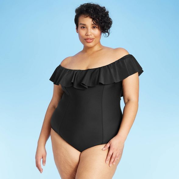 Women's Plus Size Off the Shoulder One Piece Swimsuit - Kona Sol™ | Target