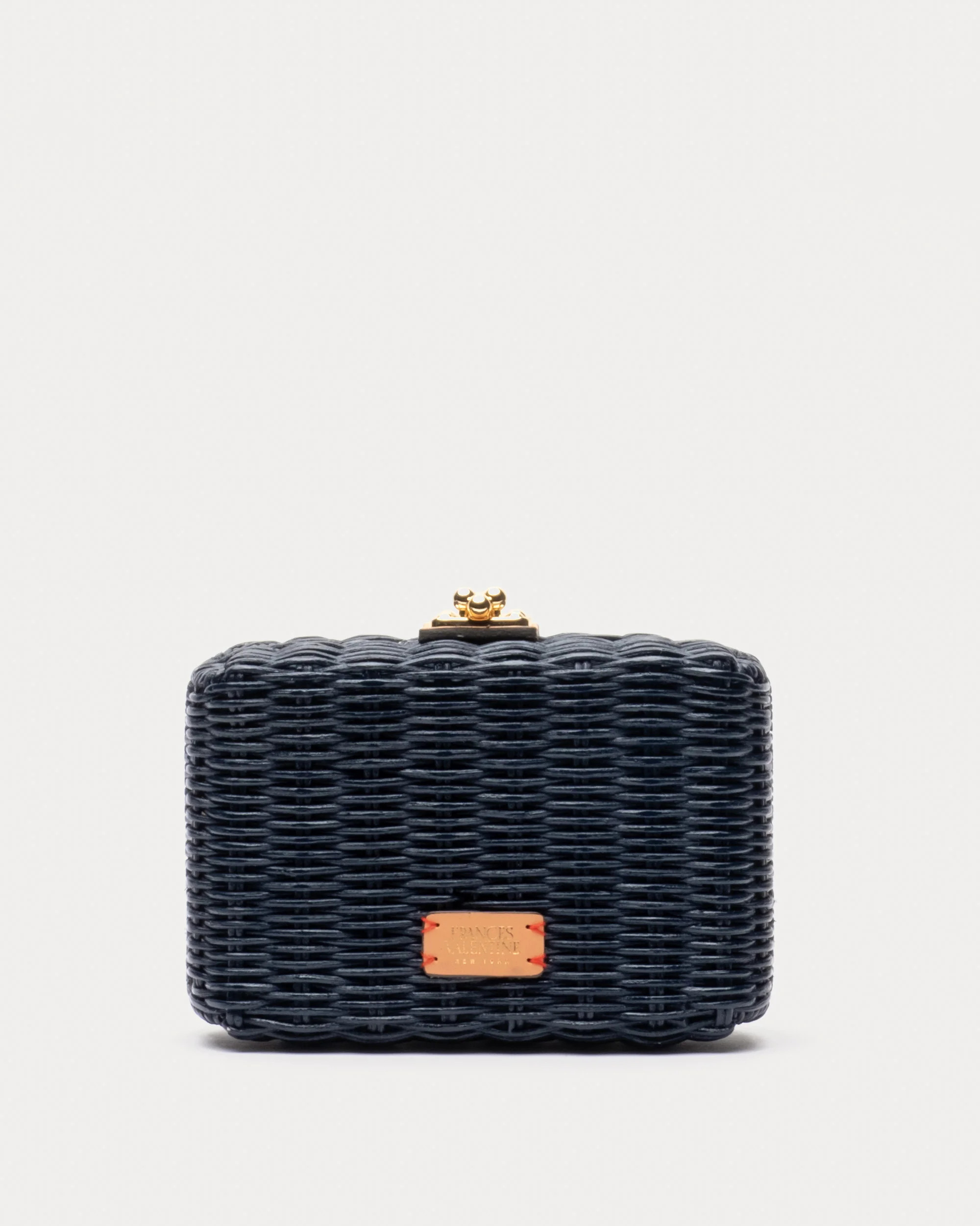 Paige Wicker Box Clutch Navy | Frances Valentine