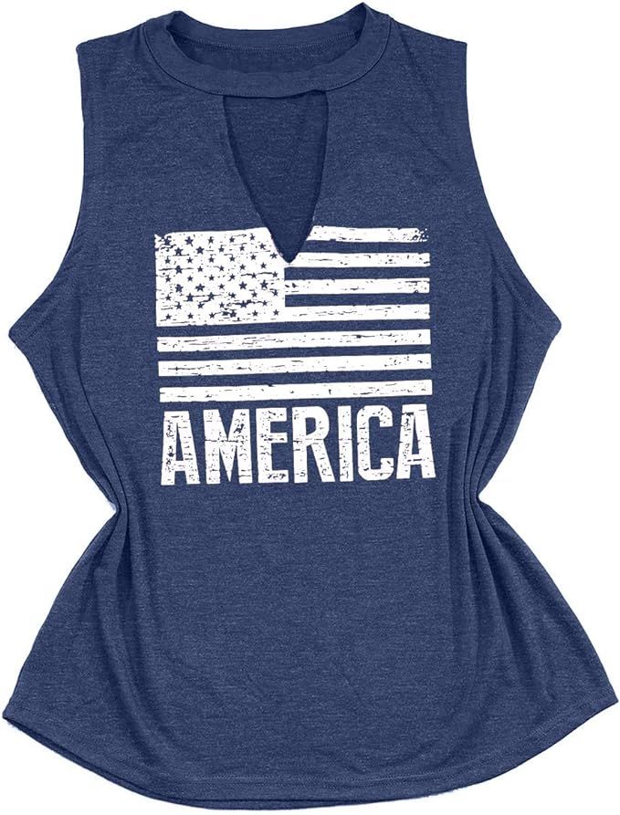 KIDDAD American Flag Tank 4th of July Vest Women Stars Striped Flag Tanks Independence Day Sleeve... | Amazon (US)