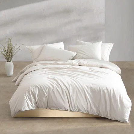 Calvin Klein Washed Percale Solid Cotton Duvet Cover Set | Wayfair North America