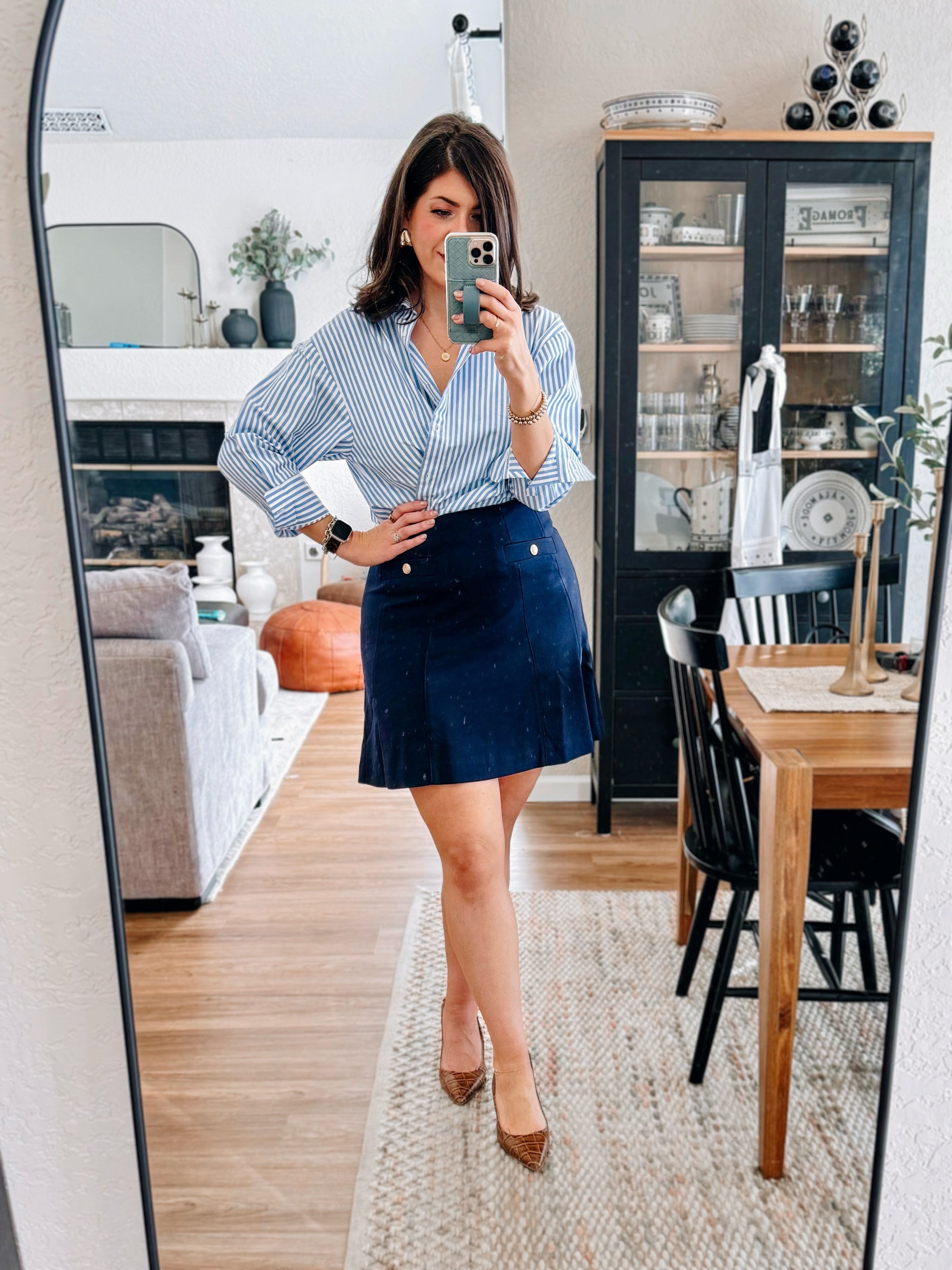 Midsize work outfit
In a small striped shirt (size down)
In an 8 tall skirt


#LTKWorkwear #LTKSaleAlert #LTKMidsize