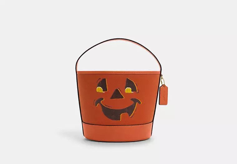 Trick Or Treat Bucket With Halloween Pumpkin In Regenerative Cotton | Coach Outlet US
