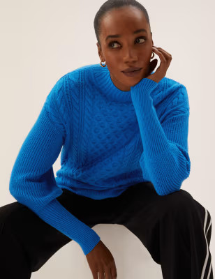 Soft Touch Textured Funnel Neck Jumper | M&S Collection | M&S | Marks & Spencer (UK)