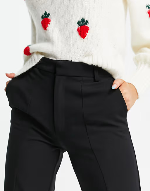 Stradivarius tailored trousers with split hem detail in black | ASOS (Global)