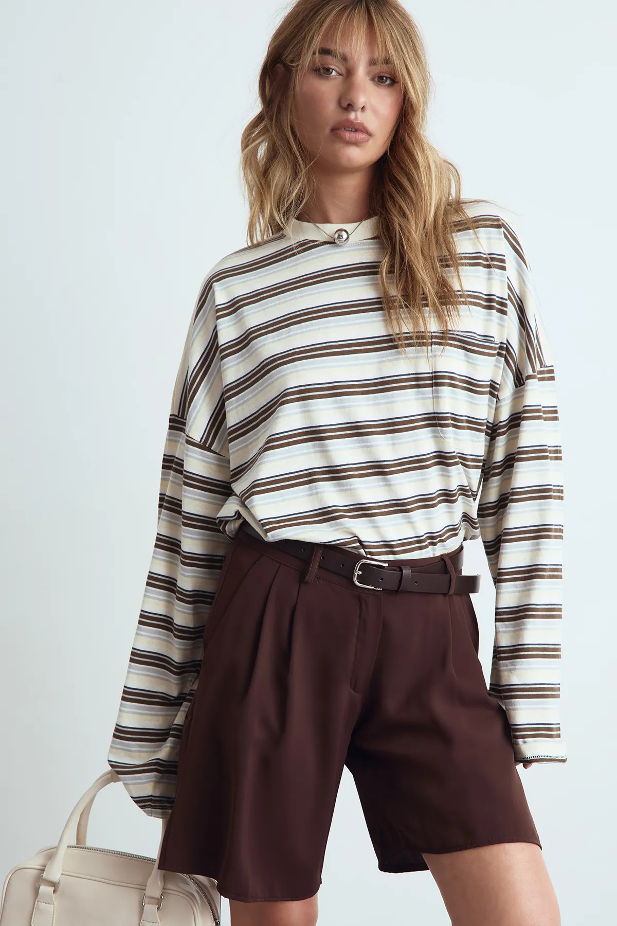 Lemon Striped Cotton Pocket Front Long Sleeve Top | Boohoo | Boohoo.com (UK & IE)