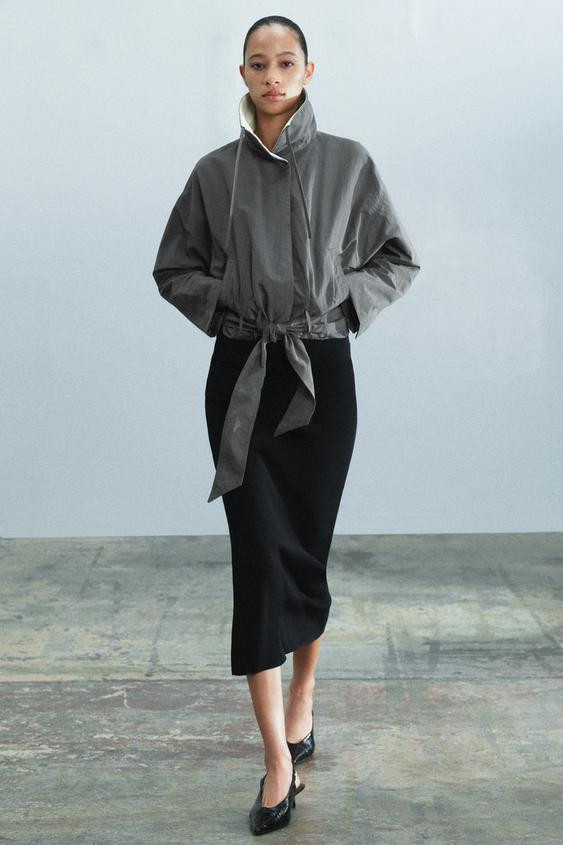 Zara - Zw Collection Short Belted Jacket - Mid-Grey - Xs - Woman | Zara UK