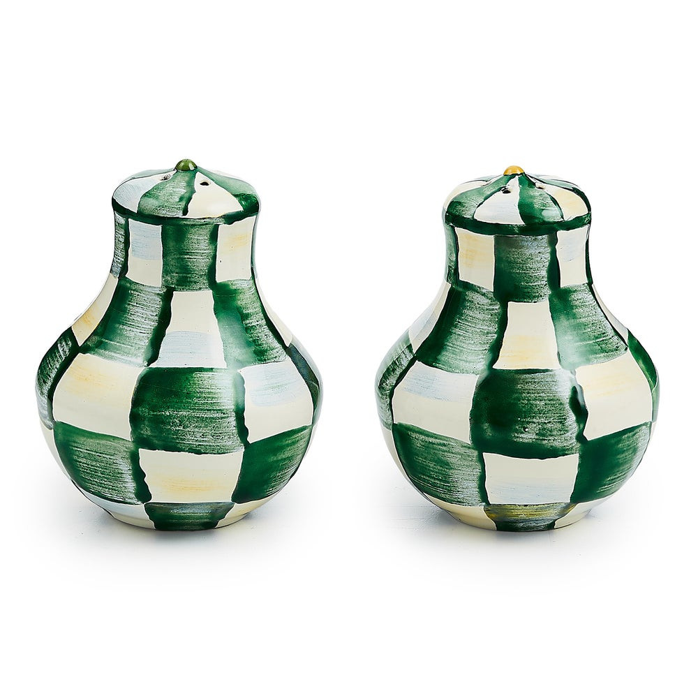 Emerald Check Salt & Pepper Shakers | MacKenzie-Childs