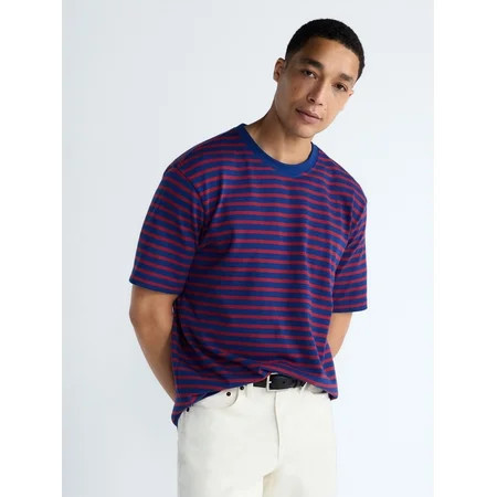 Free Assembly Striped Relaxed Heavyweight Tee with Short Sleeves, Sizes XS-3XL | Walmart (US)