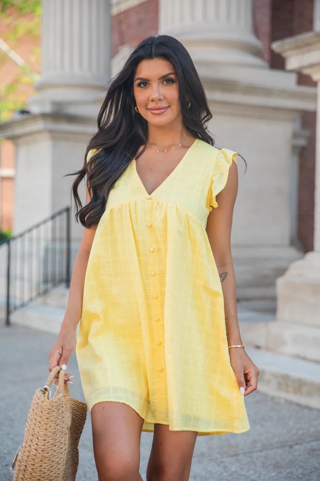 If Not For You Yellow Woven Babydoll Dress | Pink Lily