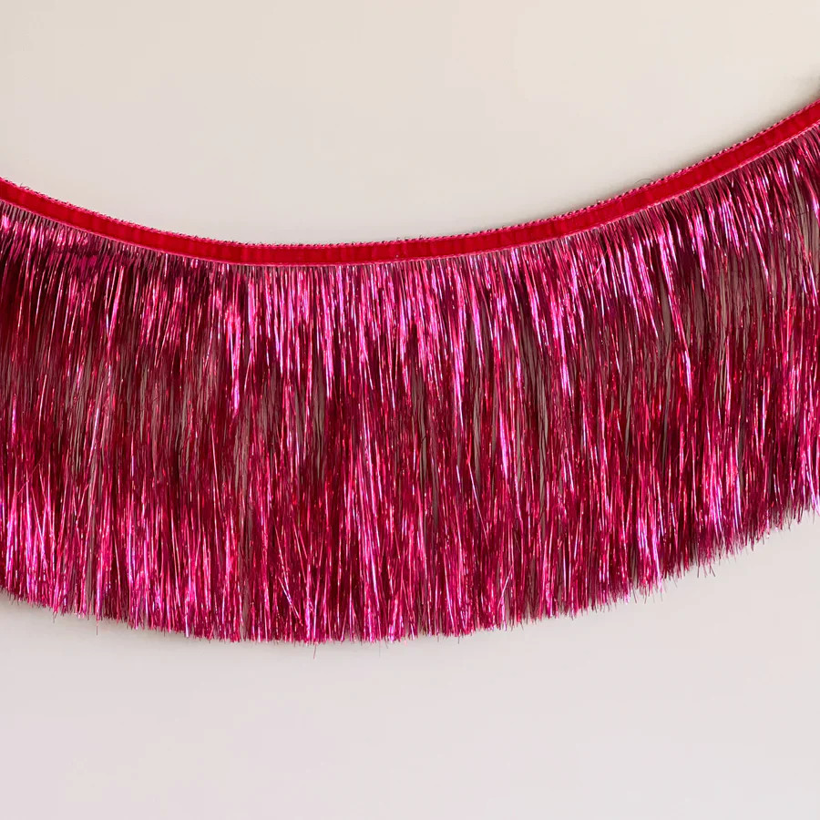Tinsel Fringe Garland - Magenta | Ellie and Piper