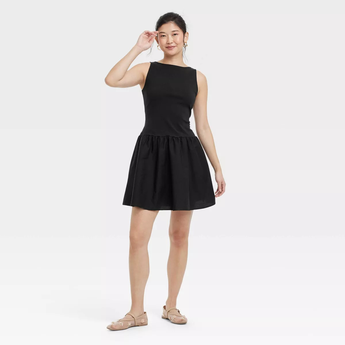 Women's Drop Waist Mini Dress - A New Day™ Black XS | Target