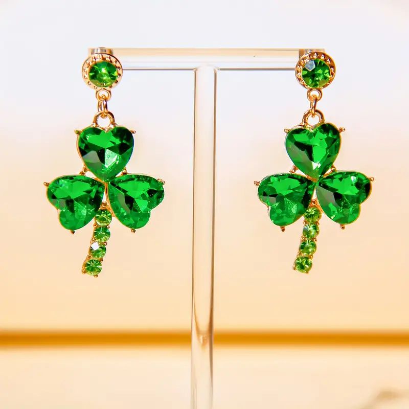 Bling Bling Clover Design Dangle Earrings Elegant Party - Temu | Temu Affiliate Program