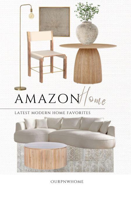 Amazon home finds perfect for the modern neutral home!

Curved sofa, curved sectional couch, modern couch, modern furniture, fluted coffee table, round coffee table, reeded coffee table, ribbed coffee table, pedestal dining table, light wood furniture, round dining table, dining chair, dining room furniture, modern floor lamp, abstract wall art, geometric wall art, home decor, vase, faux greenery stems, spring home, spring greenery

#LTKSeasonal #LTKhome #LTKstyletip