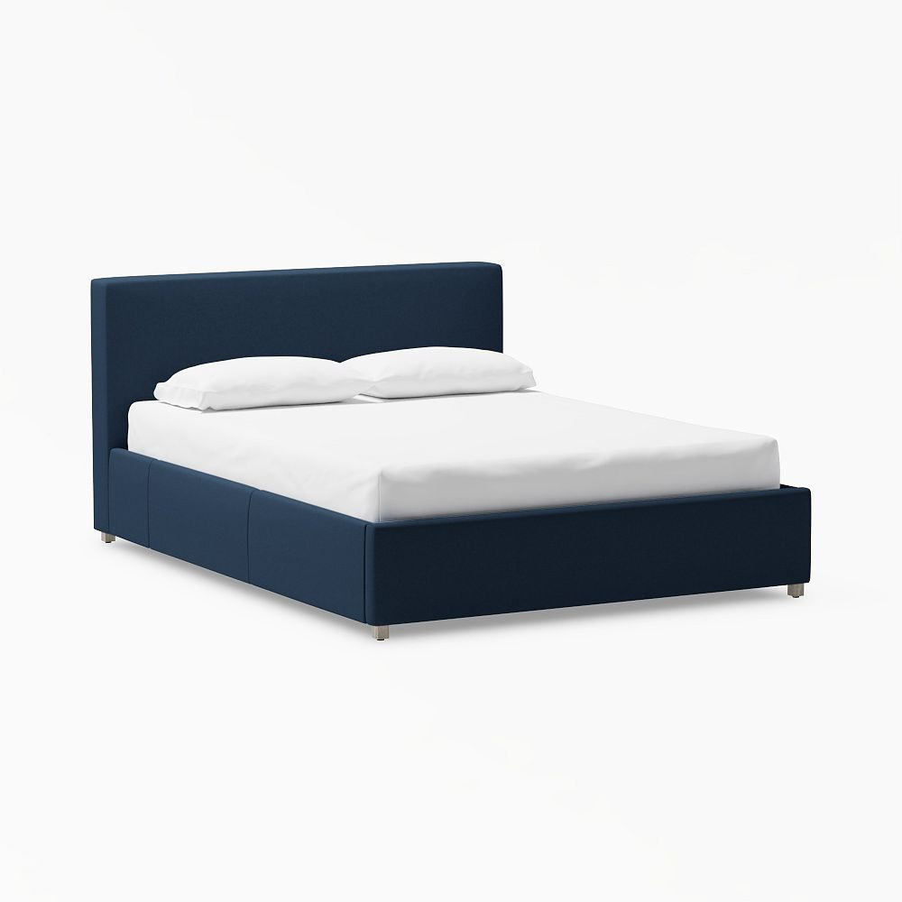 Jamie Upholstered Storage Bed, Queen, Twill, Navy | Pottery Barn Teen