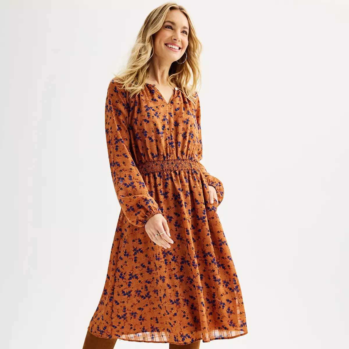 Women's DRAPER JAMES RSVP™ Smocked Waist Midi Dress | Kohl's