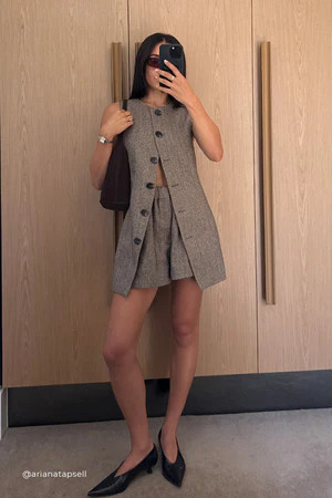 FRANKIE CHOC TWEED TUNIC VEST | DISSH