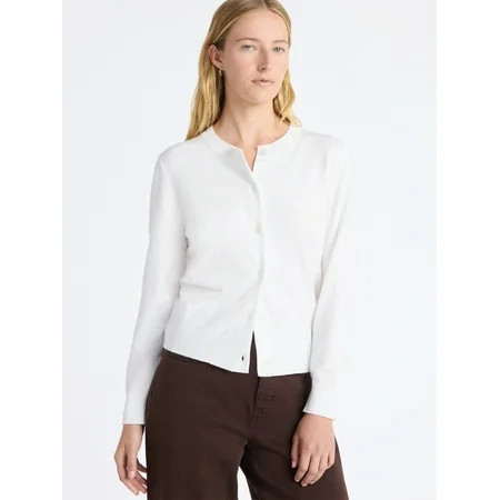 Free Assembly Women's and Women's Plus Solid, Stripe, & Print Classic Cozy Yarn Cardigan Sweater, Lightweight, Sizes XS-4X | Walmart (US)