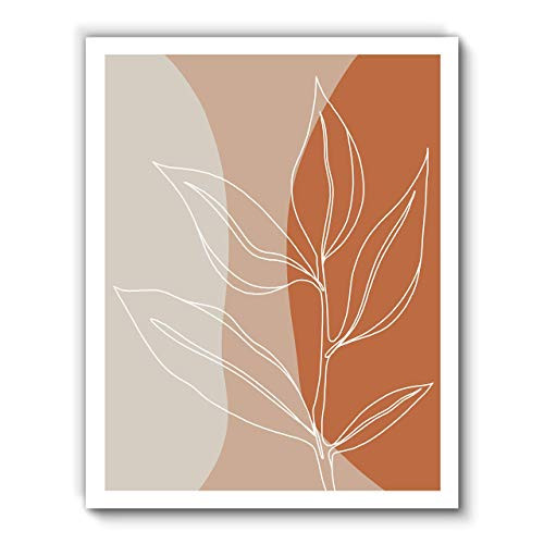 Leaf Line Drawing, Colorful Original Abstract Modern Contemporary Art Print, Minimalist Wall Art ... | Amazon (US)