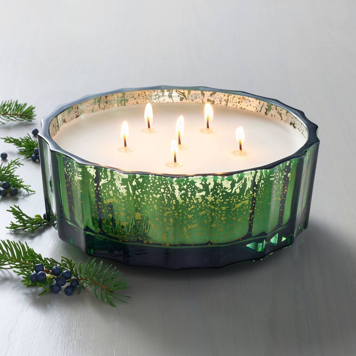 Mercury Glass Cypress & Pine 6-Wick Jar Christmas Candle Green 32oz - Hearth & Hand™ with Magno... | Target