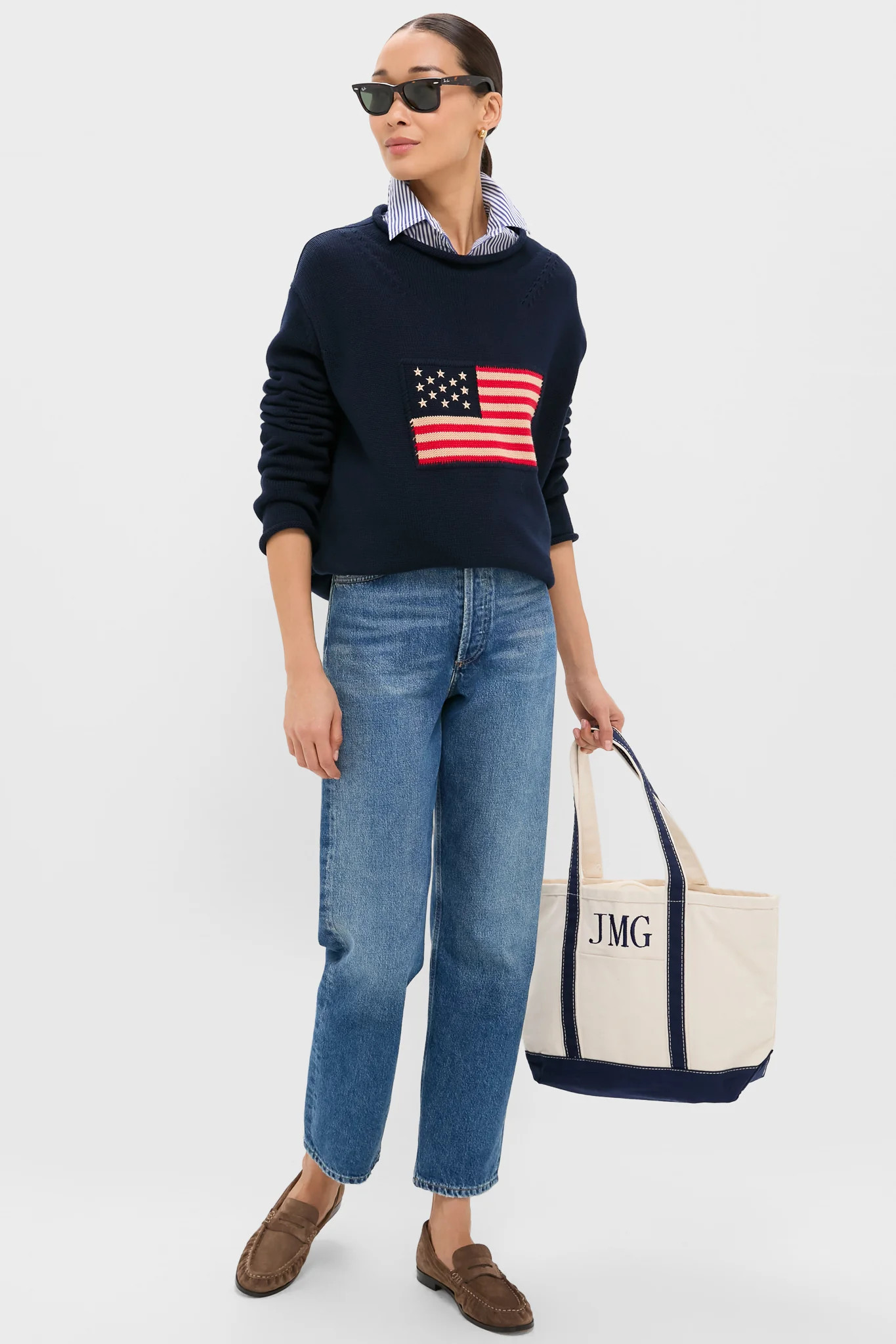 Navy Cotton Rollneck Americana Sweater | Tuckernuck (US)