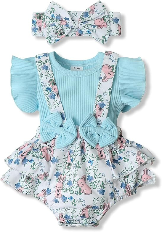 Kiluex Newborn Baby Girl Clothes Summer Romper Onesie Ruffle Sleeve One-Pieces Jumpsuits Infant E... | Amazon (US)