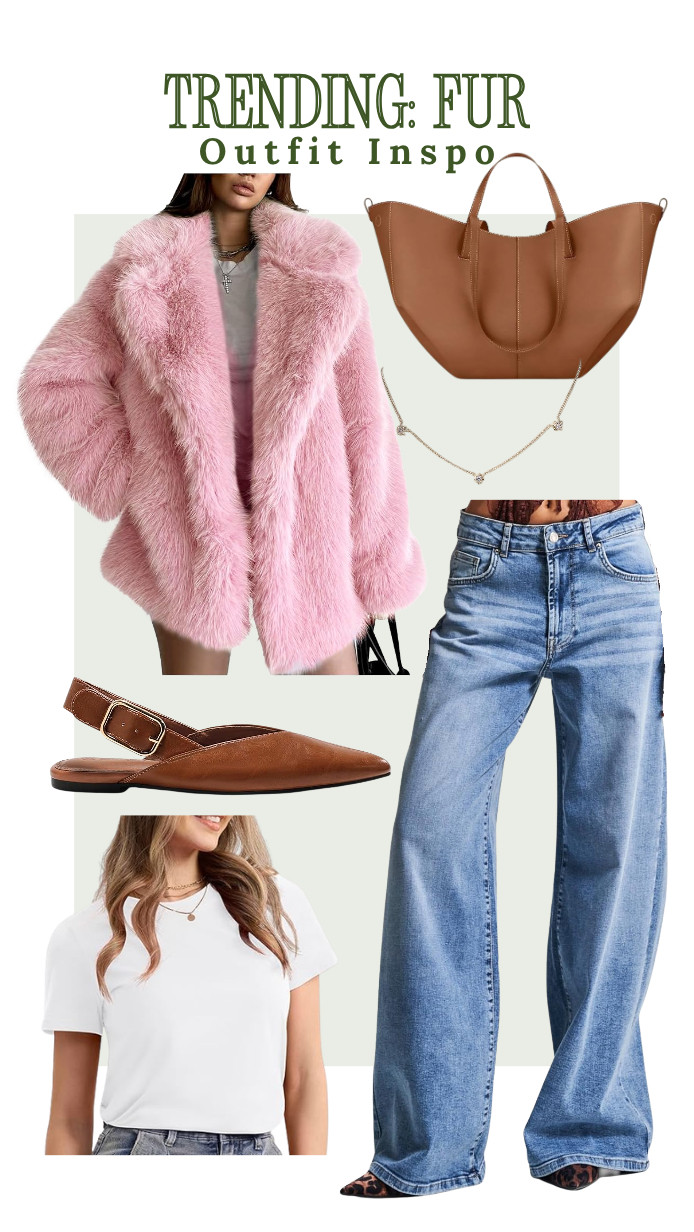 How To Style: Fur Coat //  Faux fur and wide leg jeans! Super chic and easy to wear. Perfect for those chilly days. 

 #LTKootd