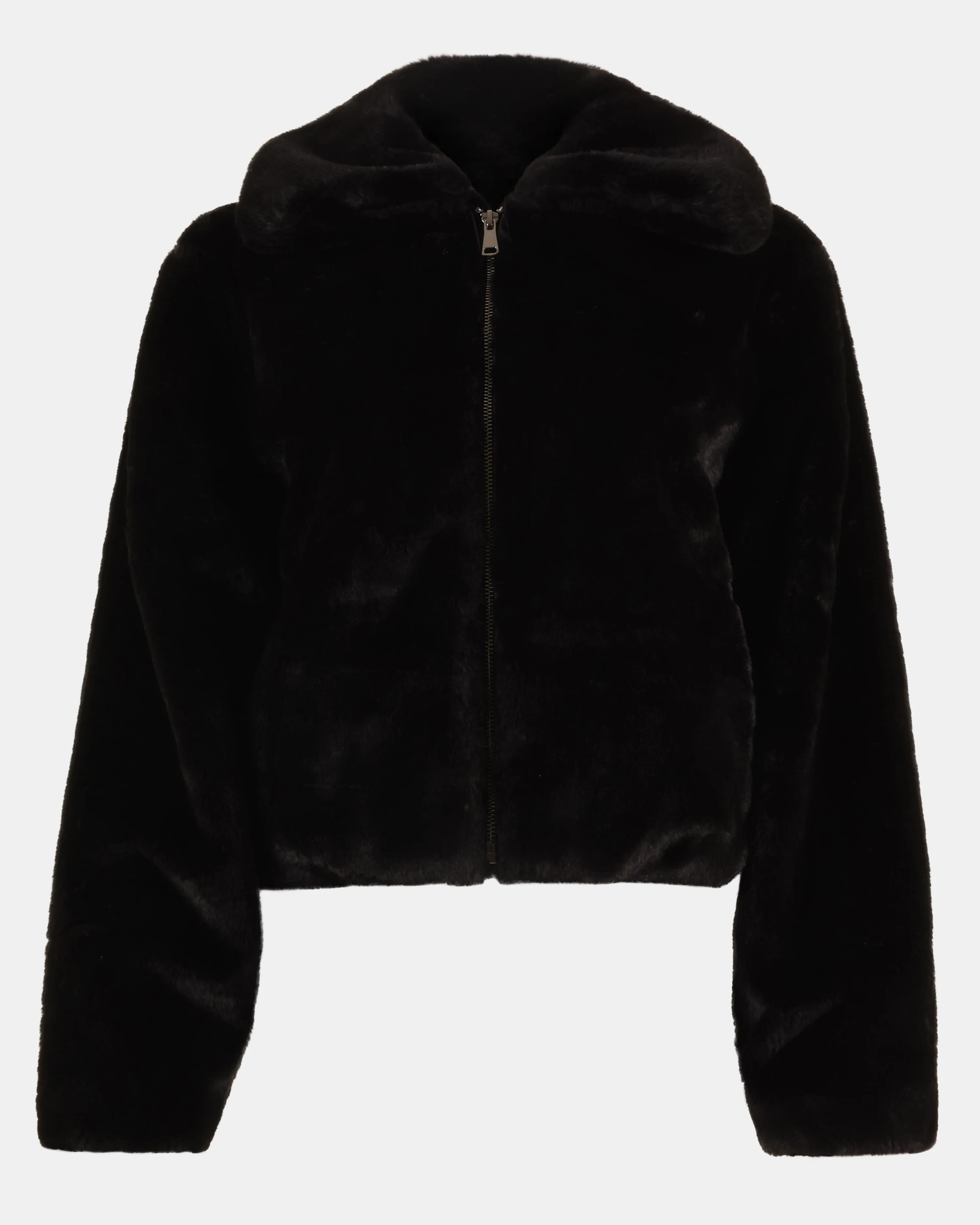 BROOK Faux-Fur Collared Black Jacket | Women's Designer Clothing | Steve Madden (Canada)