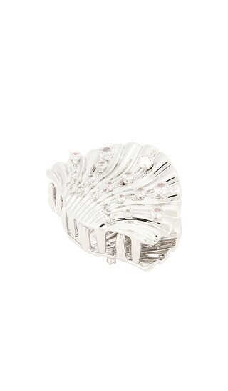 Crystal Mini Shell Claw Clip in Rhodium | Revolve Clothing (Global)