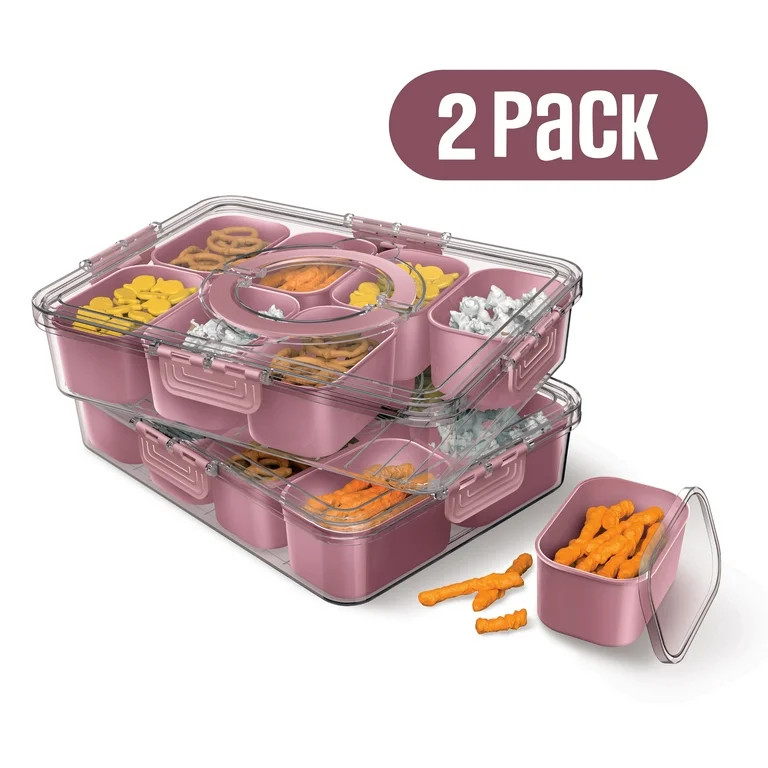 Cook With Color 2-Pack 8-Compartment Snackle Box, Charcuterie and Snack Container, Divided Servin... | Walmart (US)
