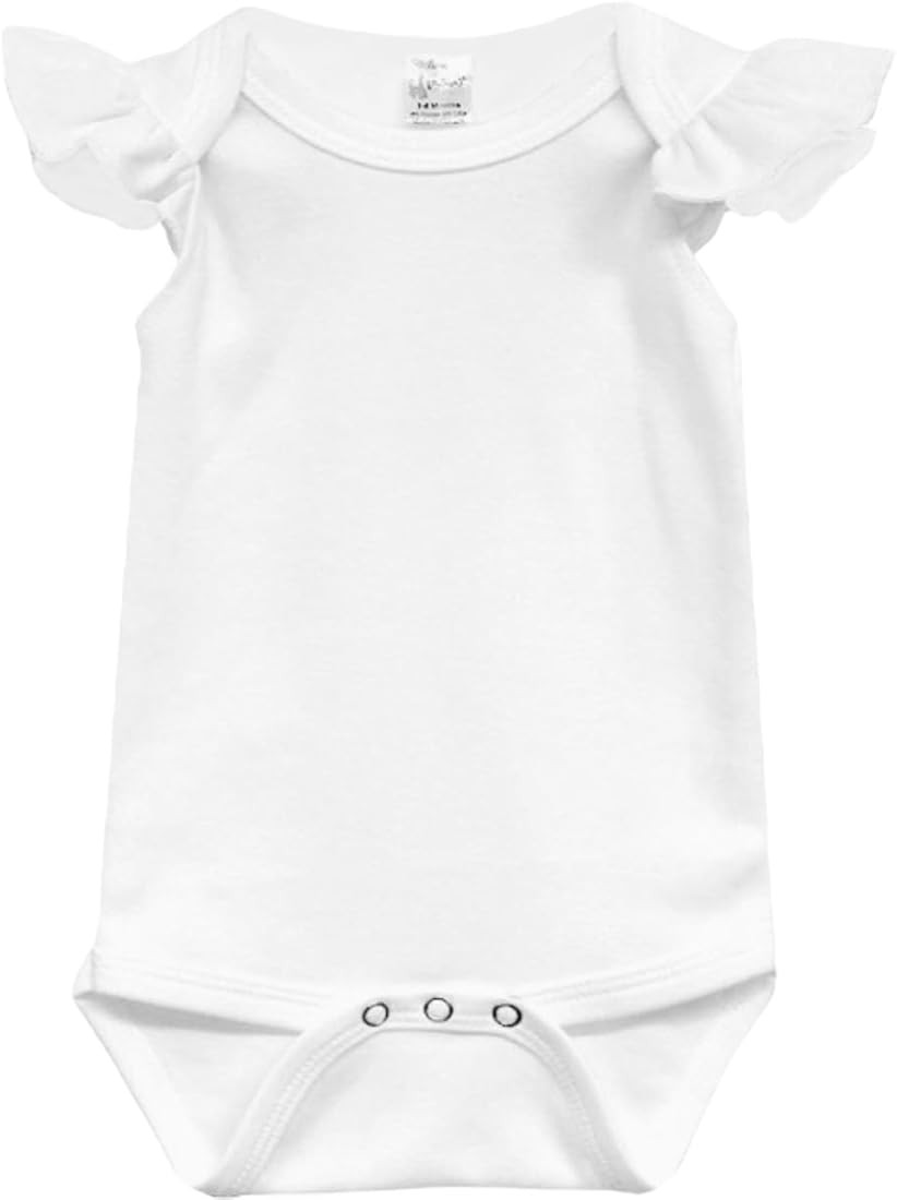 Baby Girl Blank Flutter Short Sleeve Bodysuit Onesie White | Amazon (US)