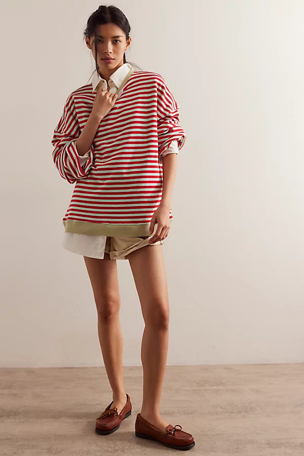 Classic Striped Oversized Crewneck | Free People (Global - UK&FR Excluded)
