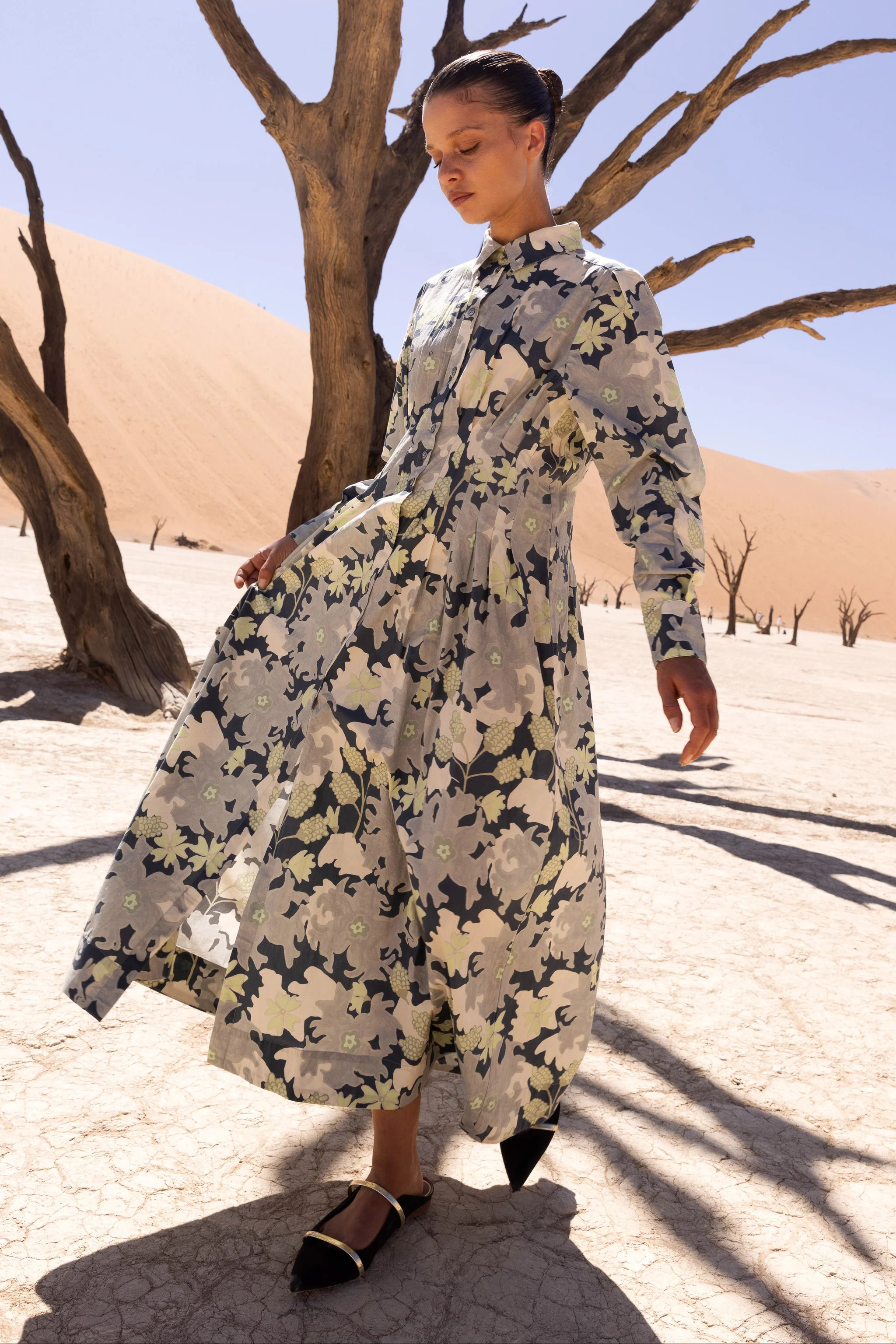 Elizabeth Maxi- Suzani Charcoal | Oliphant Design