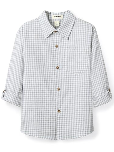 Boys' Long Sleeve Plaid Pure Cotton Button Down Shirt 3-10 Years | Amazon (US)
