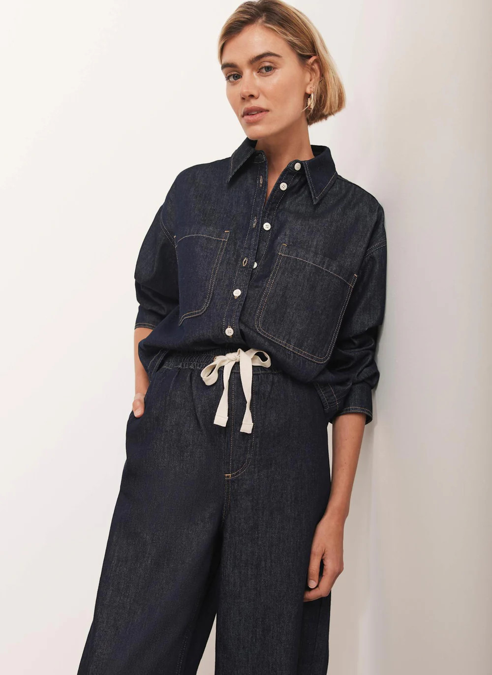 Dark Indigo Denim Shirt | Mint Velvet